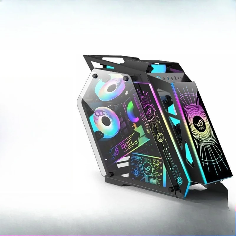 E-sports water-cooled game chassis special-shaped open tempered glass side transparent desktop chassis