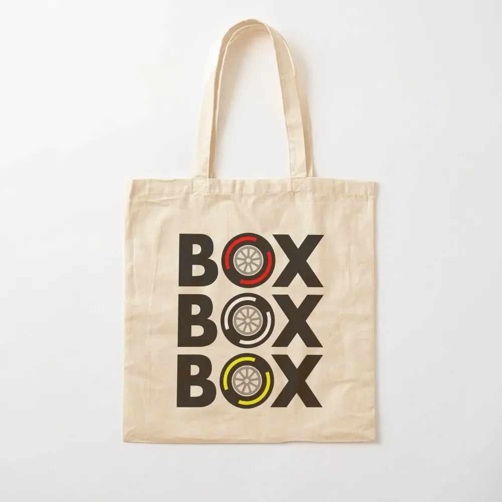 Box Box Box F1 Tyre Compound Design Tote Bag Gift bags Custom bag Women's shopper bag Canvas