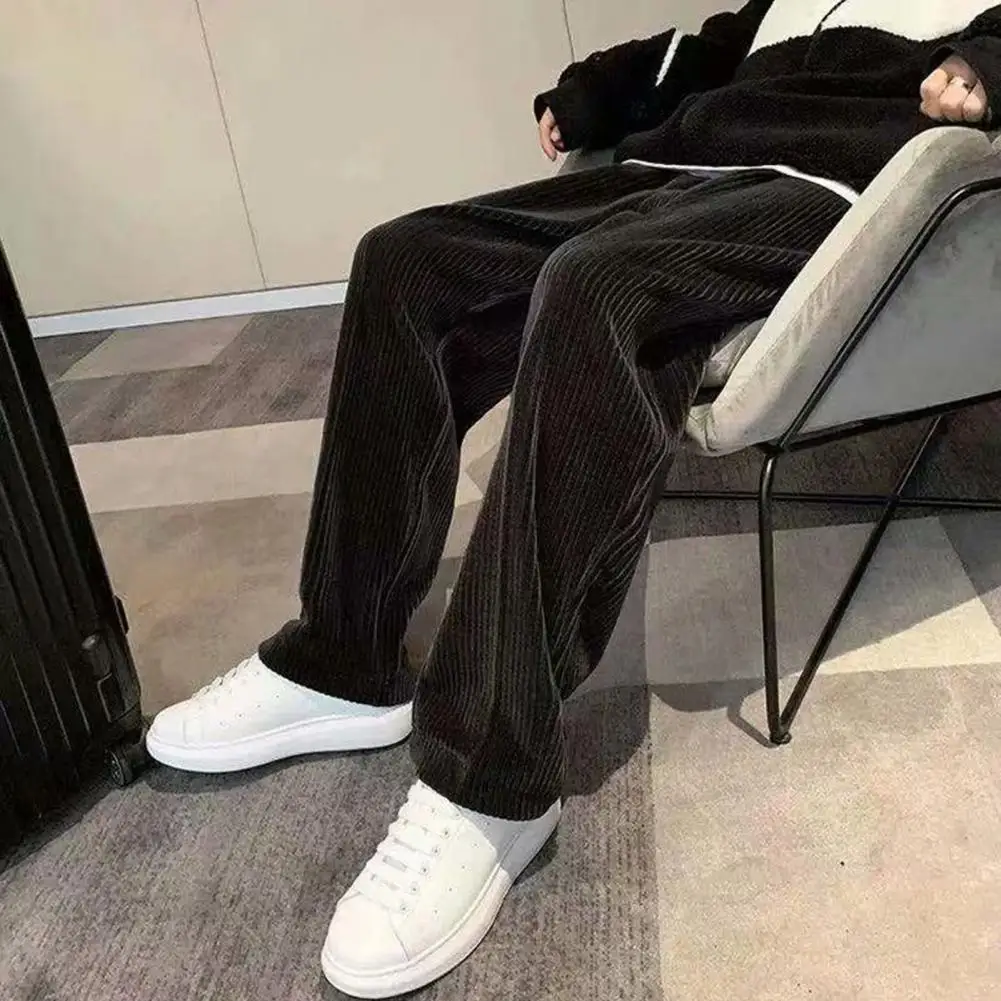 

Popular Draping Pockets Corduroy Sweatpants Straight Men Pants Mid Waist Draping Corduroy Sweatpants for Jogging