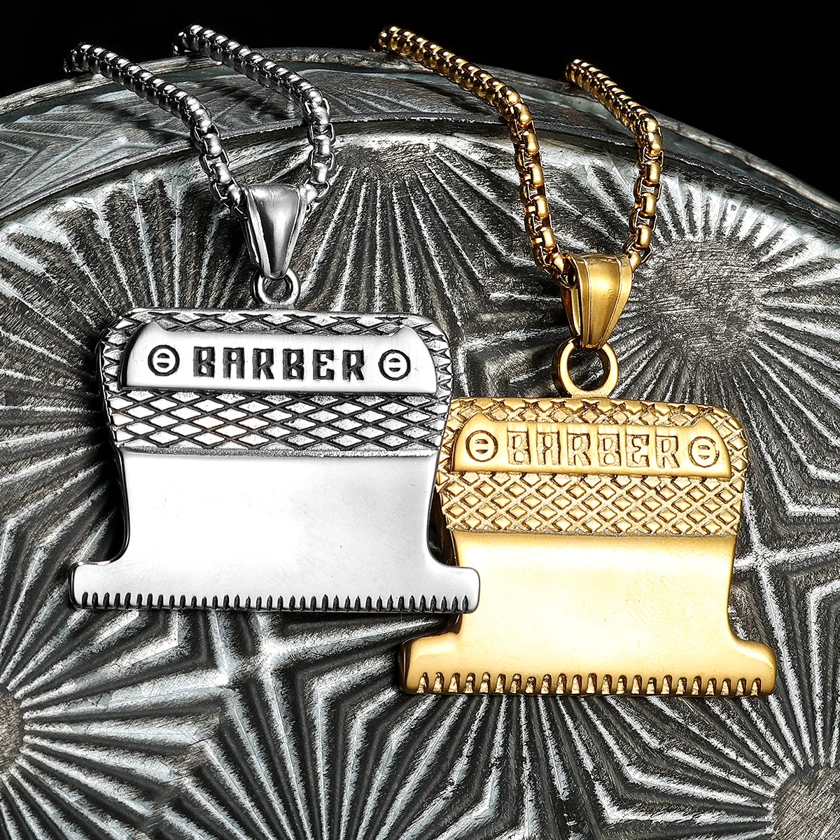 Bijoux de rasoir de barbier en acier inoxydable pour hommes et femmes, colliers de présidence simples avec pendentif, accessoires punk et hip hop, cadeaux pour hommes, vente en gros