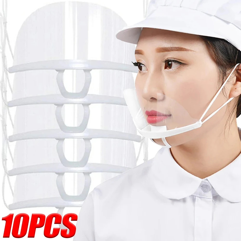 Anti-fog Mask Shield Cover Anti-saliva Restaurant School  Beauty Tattoo Chef Plastic Clear Ear-hook Mask Cleaning Accessories