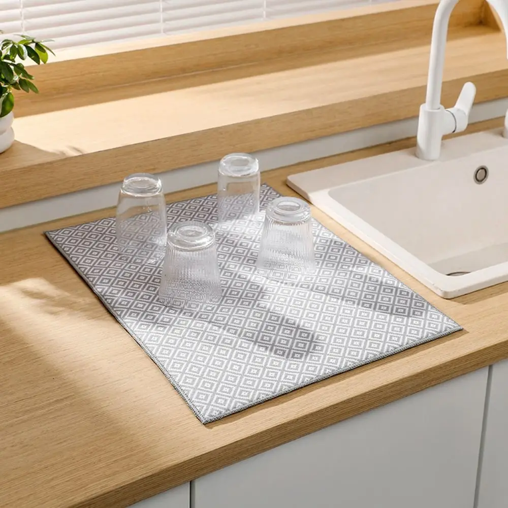Dinnerware Rug Insulation Microfiber Dish Drying Mat Absorbent Thickened Draining Mat Breathable Drain Pad Table Decor