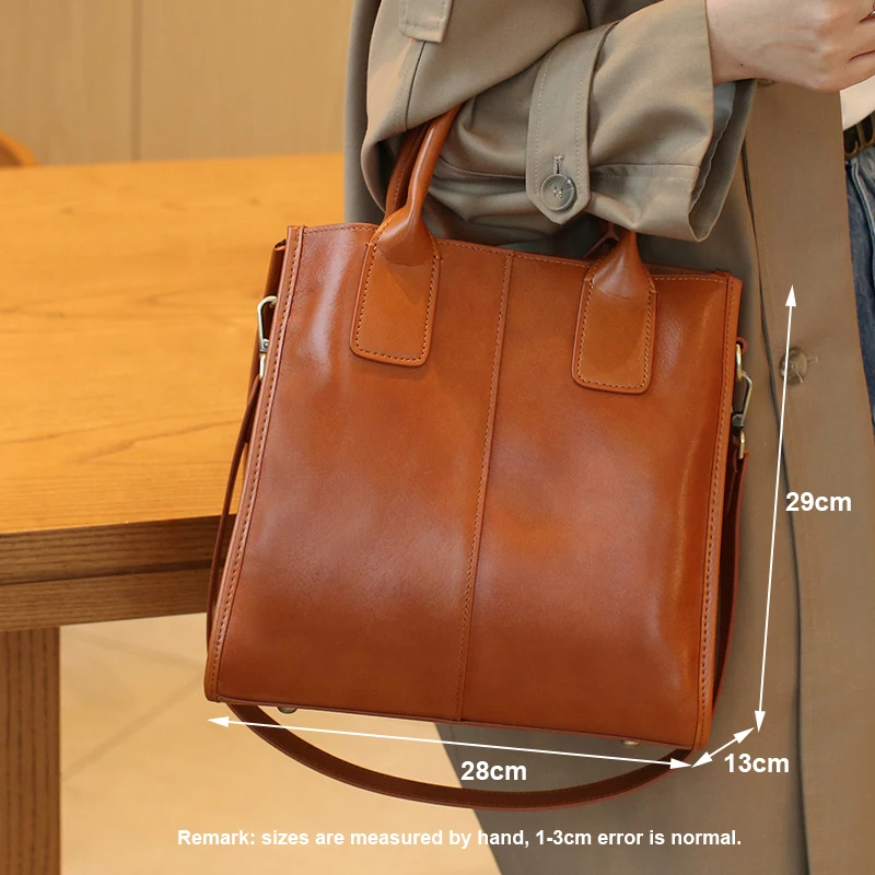 2023 Women\'s Bag Genuine Leather Tote Handbag Female Vegetable Tanned Cowhide Leather Crossbody Messenger Briefcase Shoulder Bag