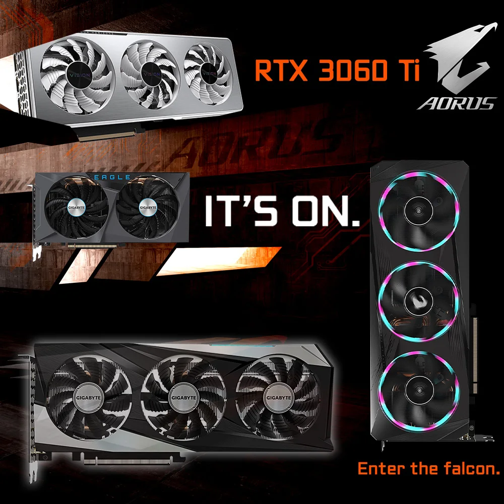 การ์ดจอ GDDR6 Gigabyte AORUS GeForce RTX 3060 Ti Elite OC 8G การ์ดแสดงผลสำหรับเล่นเกมขนาด14000MHz GDDR6 RTX 3060Ti GDDR6X GPU ใหม่