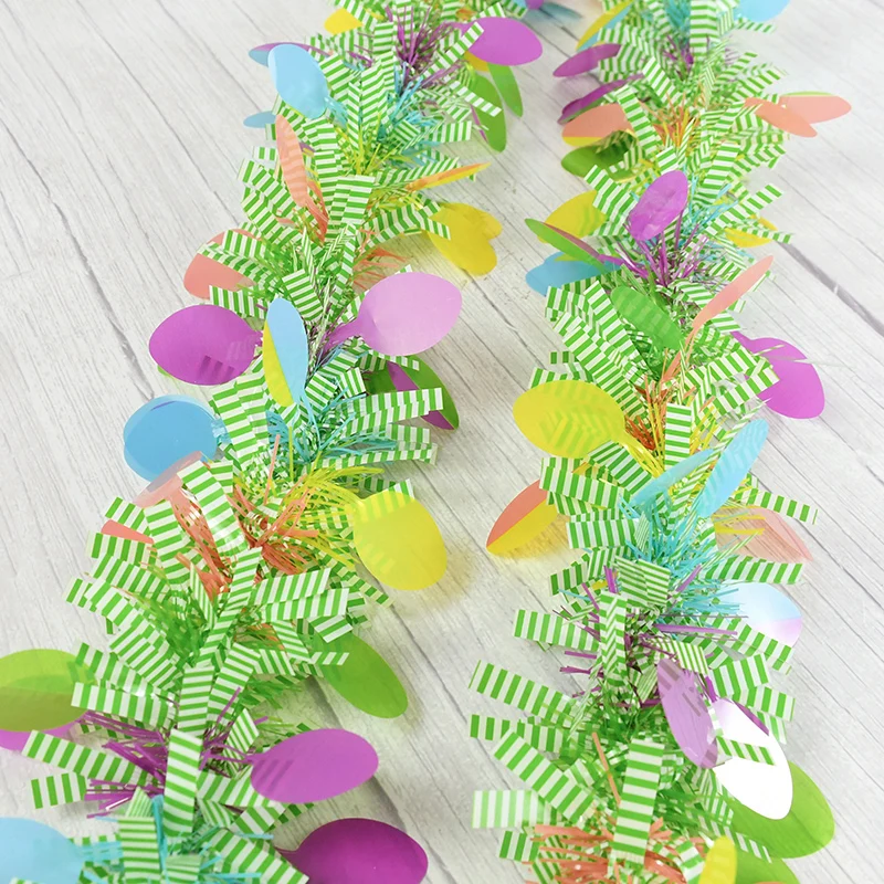 

2M Easter Hanging Garlands Tinsel Stripe Ornament DIY Wreath Crafts 2024 Spring Easter Home Decoration Birthday Party Kids Gift