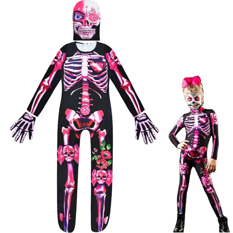 Halloween Enge Cosplay Skelet Rose Sexy Vrouwen Duivel Ghost Jumpsuit Party Carnaval Enge Kostuum Baby Girl Day Of The Dead