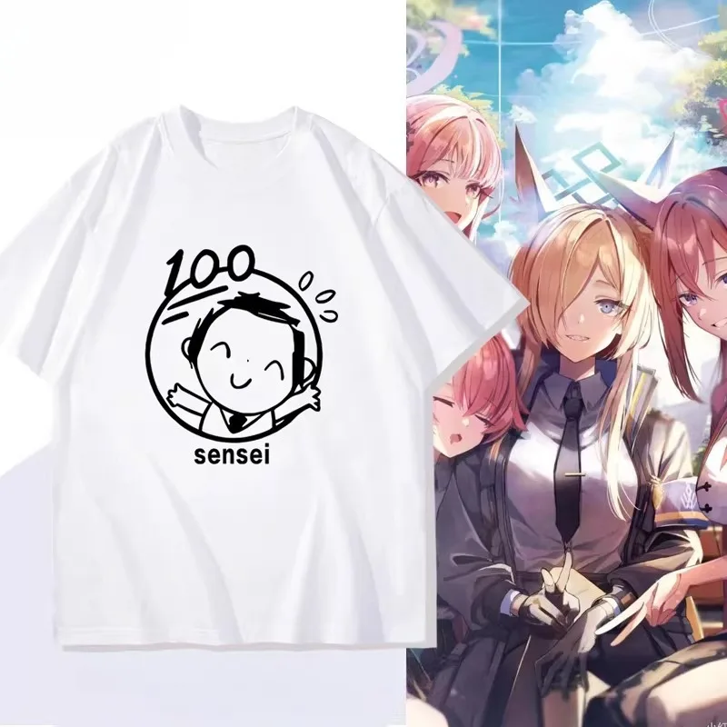 Anime Blue Archive SCHALE Sensei Anime T-Shirt for Loose Short-Sleeve Cosplay Spring Summer Unisex