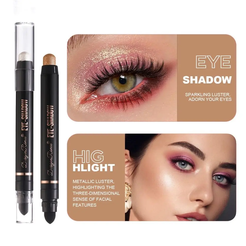Waterproof 12 Colors Eyeshadow Stick Double Head Pearlescent Eye Shadow Pen Bling Eye-shadow Glitter Pencil Women