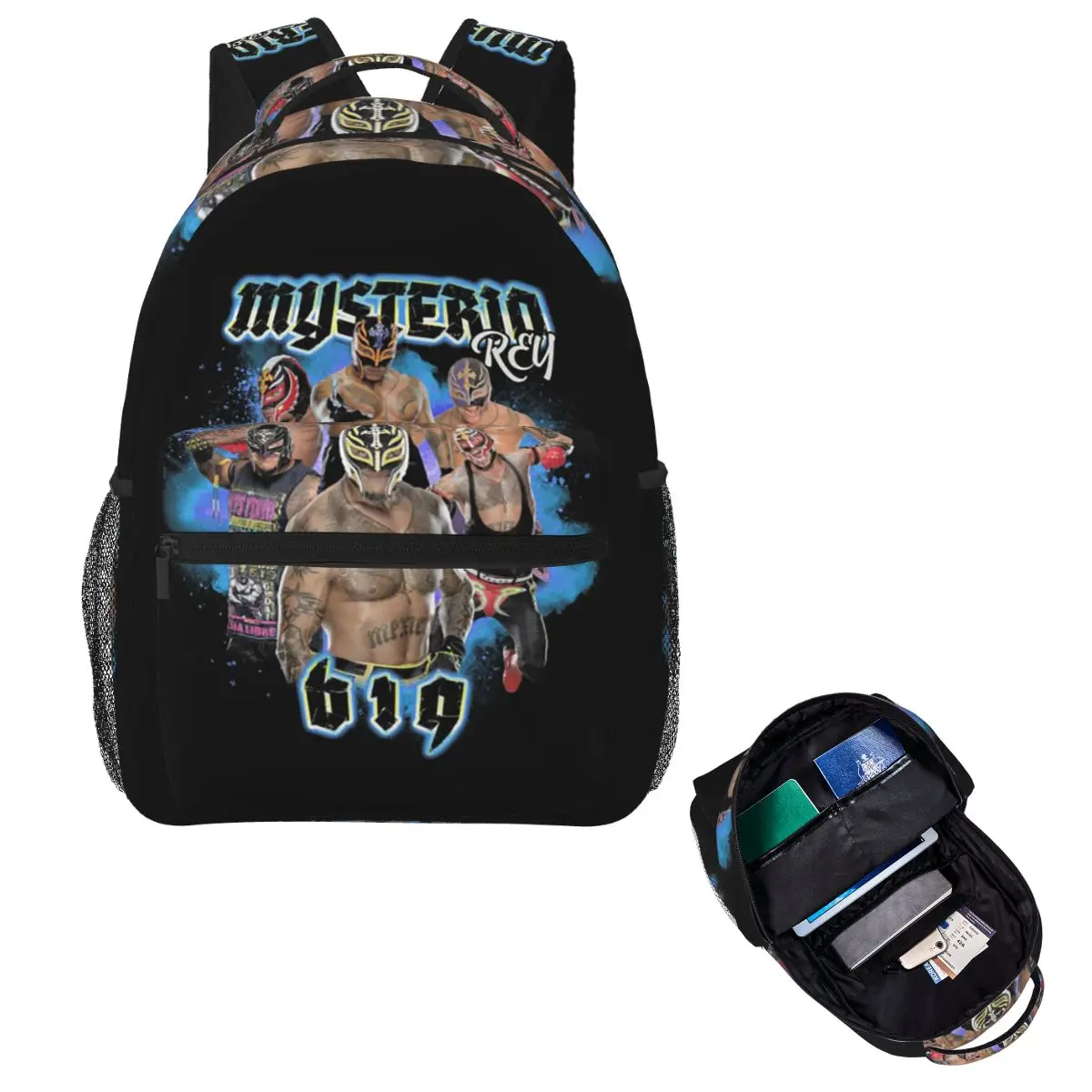 Wrestler Rey Mysterio Student Backpack School Bag Hiking Travel Daypack for Boys Girls Fashion Bookbag Shoulder Bags