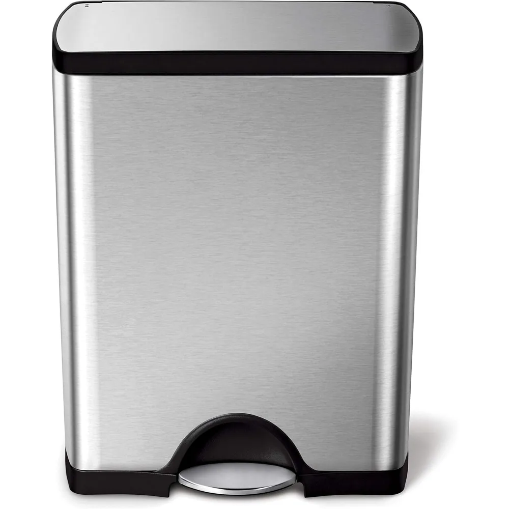 

50 Liter / 13.0 Gallon Rectangular Kitchen Step Trash Can, Brushed Stainless Steel