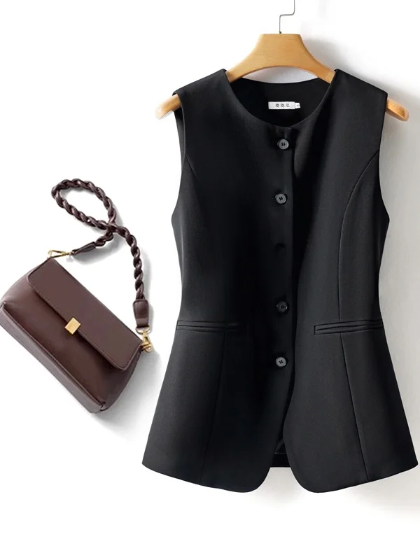 

Женский модный жилет Busin Sle Svel с круглым вырезом, верхняя одежда из полиэфирного волокна, для повседневной носки, ветрозащитный, весна-осень, новинка