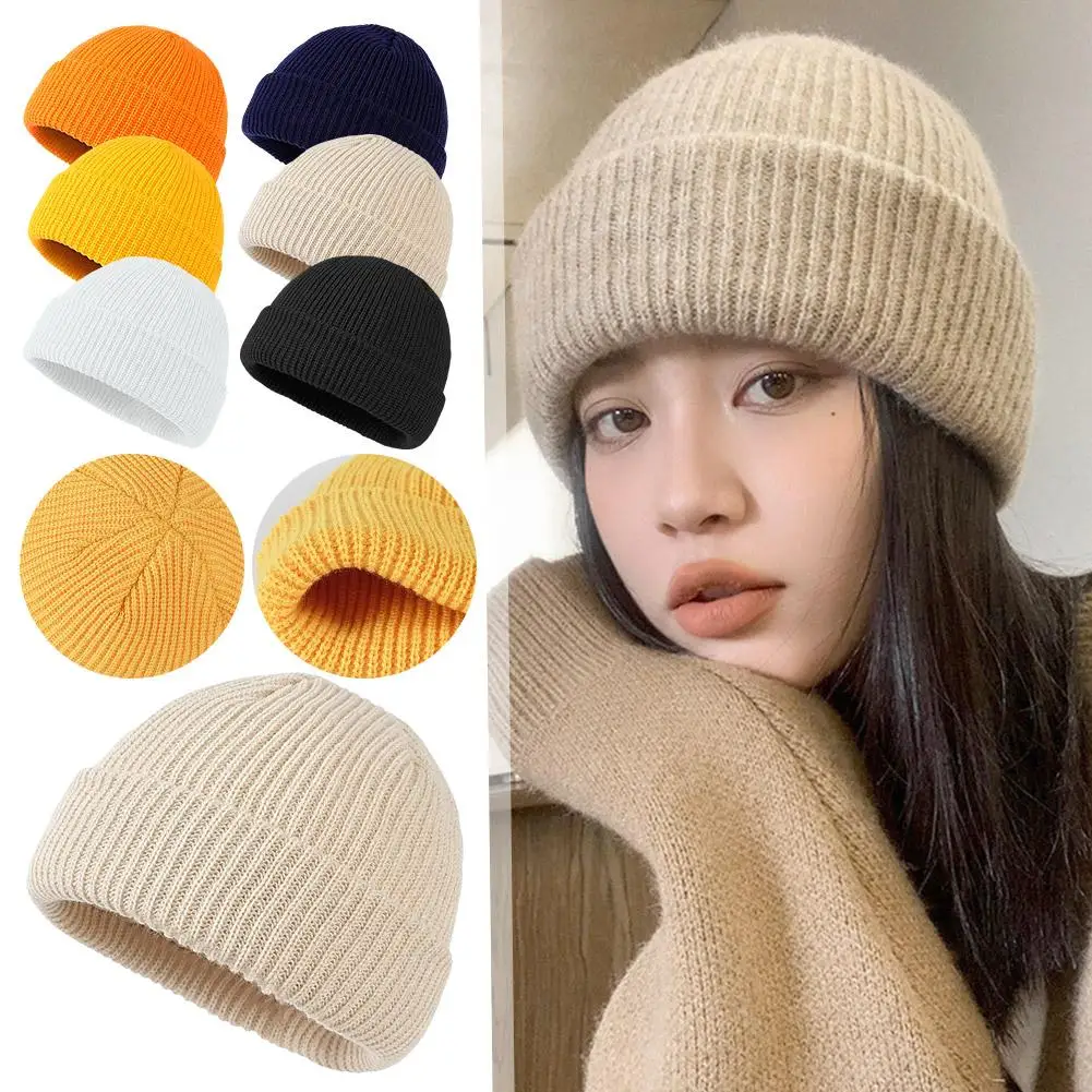 Melon Shaped Hat New Korean Candy Colored Wool Knitted Landlord Hat Warm Pullover Hat Melon Skin Hat For Adults Children 1p U6D0