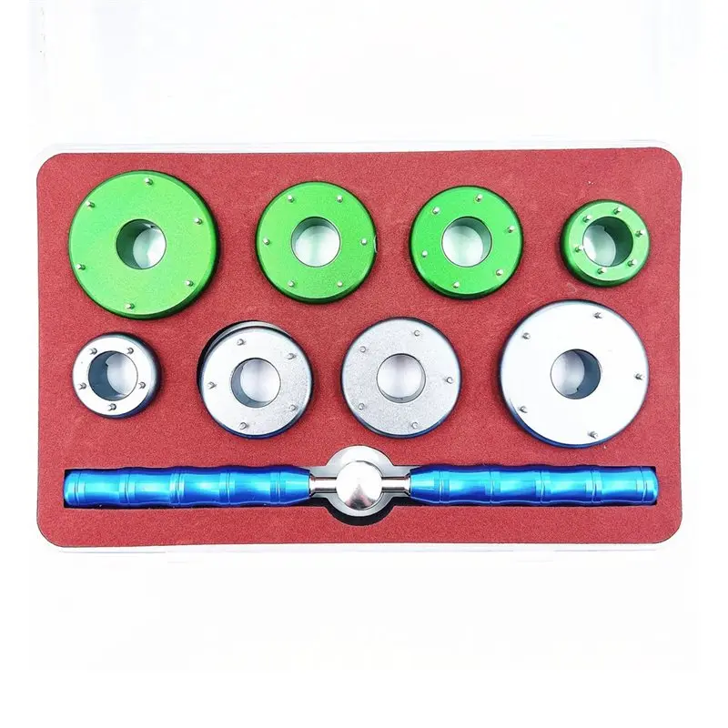 AS94-Watch Repair Tool Set 9Pcs Caseback Opener Wrench 6-Pin& 5-Pin Dies For Omega Seamaster 20Mm-42Mm Watch Case