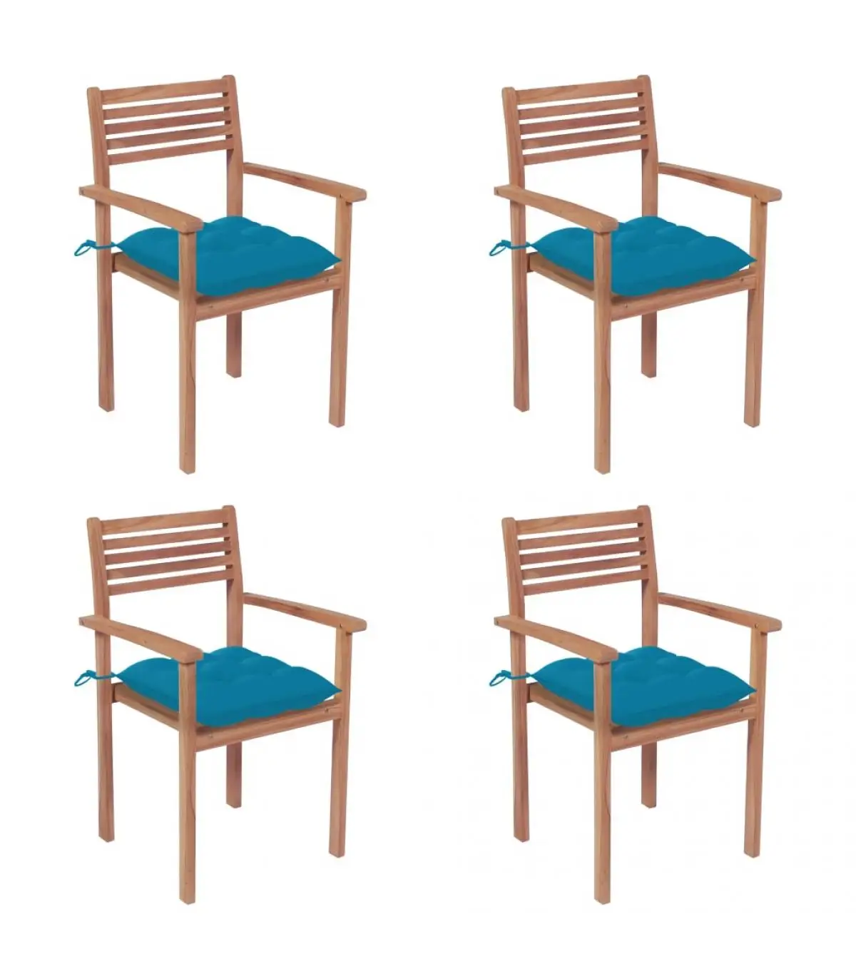 Garden chairs garden chairs with 4 Pads light blue teak wood