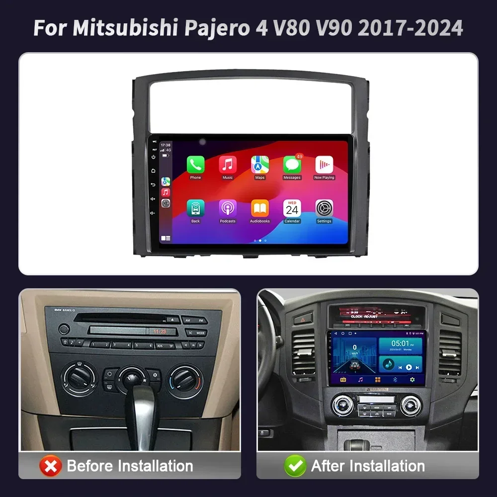 Dla Mitsubishi Pajero 4 V80 V90 2017-2024 Radio samochodowe Odtwarzacz multimedialny Nawigacja Bezprzewodowy ekran CarPlay Stereo Android