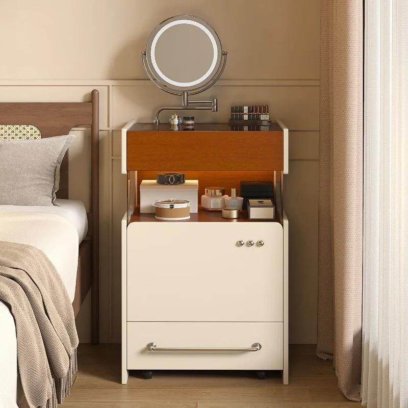 chest dresser, bedroom bedside table integrated makeup table, new medieval cream style small apartment makeup table