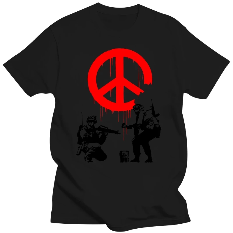 Peace Soldiers  Harajuku TShirt Banksy Graffiti Street Artist Creative Streetwear Comfortable T Shirt Men Tee Special Gift