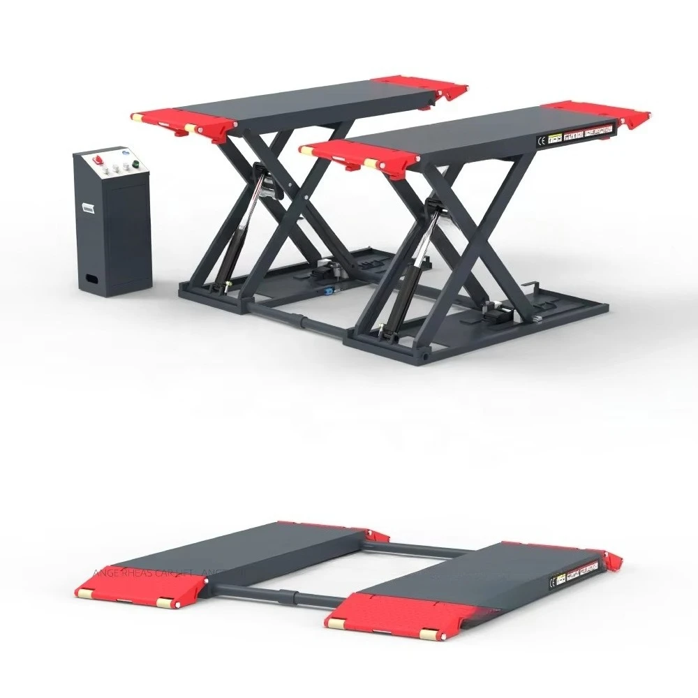 Electric Unlock, 1.2-meter Extended Platform, CE Certified Ultra-thin Scissor Car Lift, Mobile. 2000/4000KG