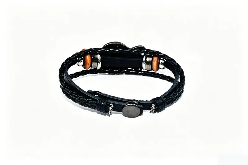 Vintage Musik-Gitarren-Lederarmband für Männer Europäischer Punk-Stil Armband mit Titan-Stahlschnalle Modischer Herren-Handschmuck Geschenk – Detail 15