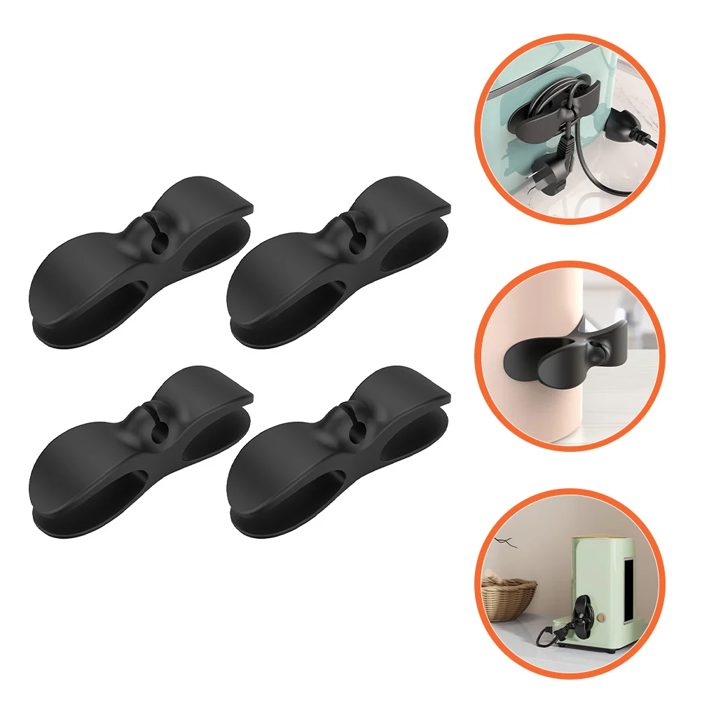 

4Pcs Cord Keeper Cable Organizer Durable Silicone Clips Strong Adhesive Power Cord Holder for USB Charging Headphone Cable