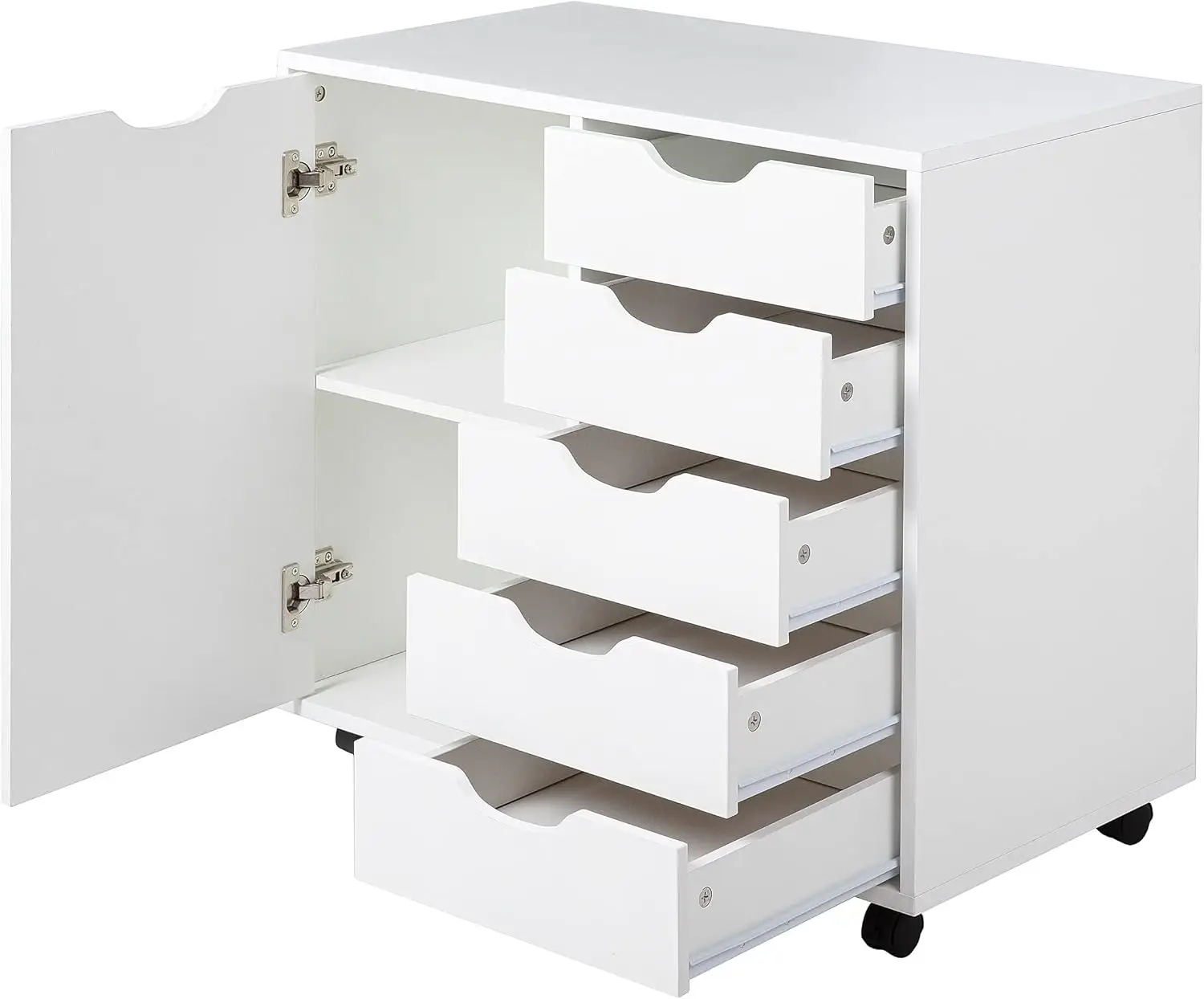 

5 Drawer Dresser for Bedroom, Stylish Tall Dressers with Wheels, Storage Shelves, Small Dresser for Closet, Makeup