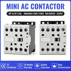 CJX2-K1210 0910 1610   24V 36V 110V 220V 380V 50/60Hz 6A 9A 12A Mini AC Contactor Din Rail 3P 3main 1NO/3main 1NC Coil Voltage