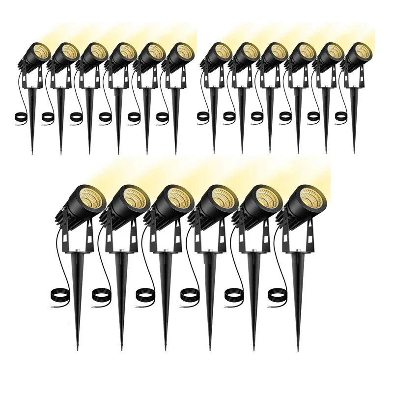 6-12PCS 5W LED Spike Lawn Light IP65 Waterproof With 0.5M Connecting Wire AC110V/220V DC12V/24V Outdoor Garden Pathway Landscape