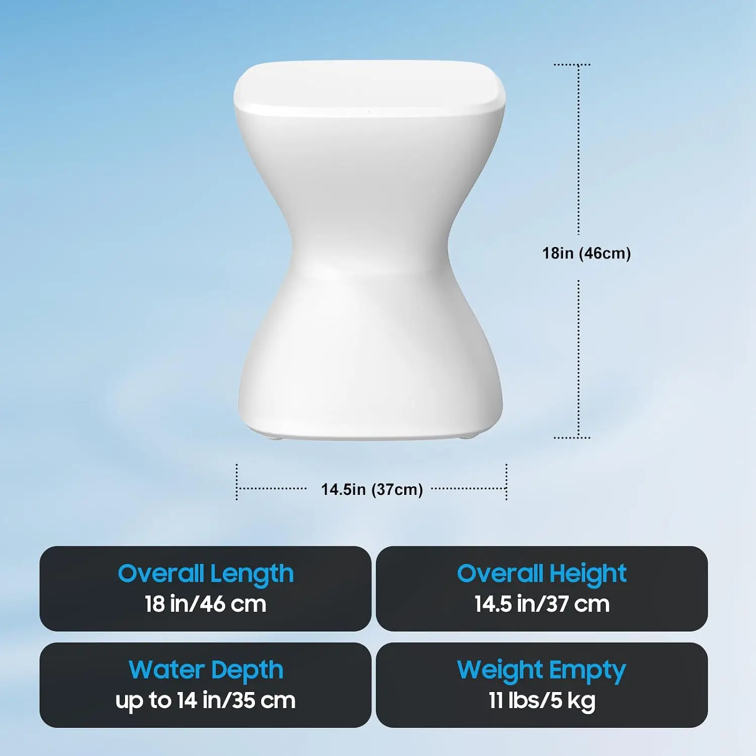 18 Inch All Weather Polyethylene Outdoor Side Table with Pre-Weighted Base & Adjustable Stable Feet, Multi-scene Pool Patio Deck Accent Furniture, White