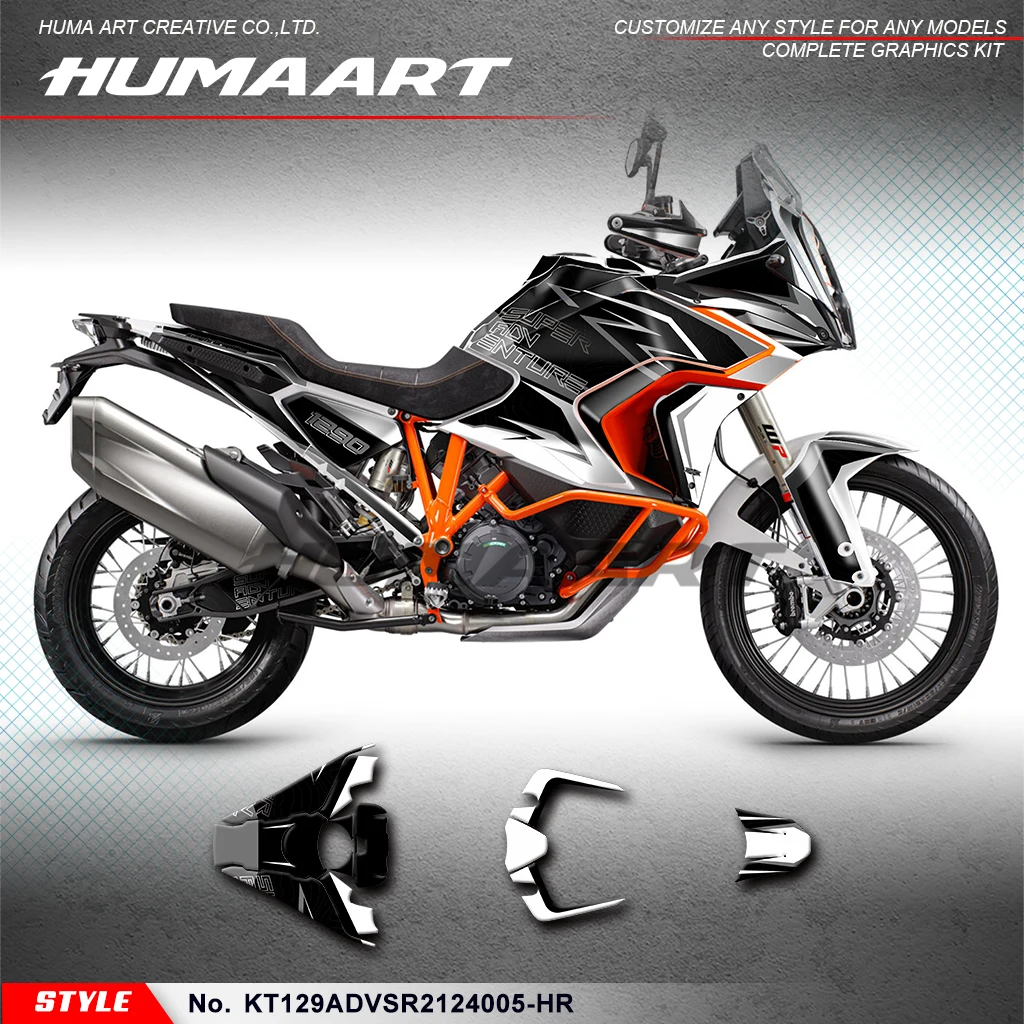

HUMAART Racing Sticker Durable Vinyl for KTM 1290 Super Adventure S / Super ADV R 2021 2022 2023 2024, KT129ADVSR2124005-HR