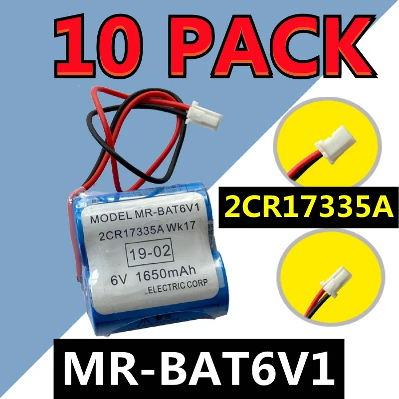 

(NEW DATE) 10 PACK Original MR-BAT6V1 2CR17335A WK17 6V PLC Lithium Battery With Connectors (Customizable Plug)