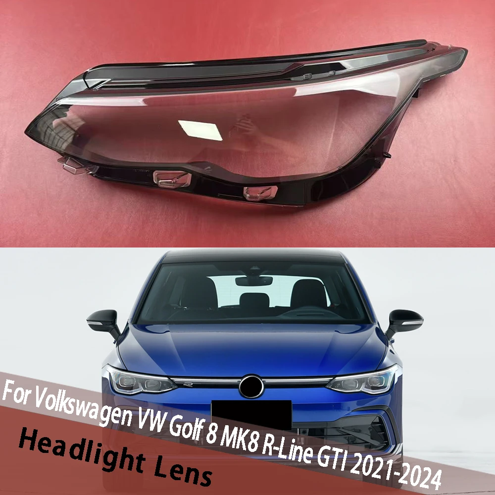 

For Volkswagen VW Golf 8 MK8 R-Line GTI 2021 2022 2023 2024 Headlight Cover Transparent Headlamp Shell Lamp Shade Lens Replace