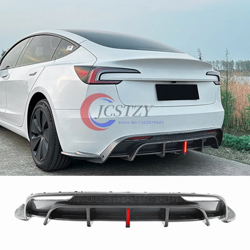 

For 2024-2025 Tesla Model 3 Rear Bumper Diffuser Splitter Spoiler Lip Bodykit Black Carbon Tuning