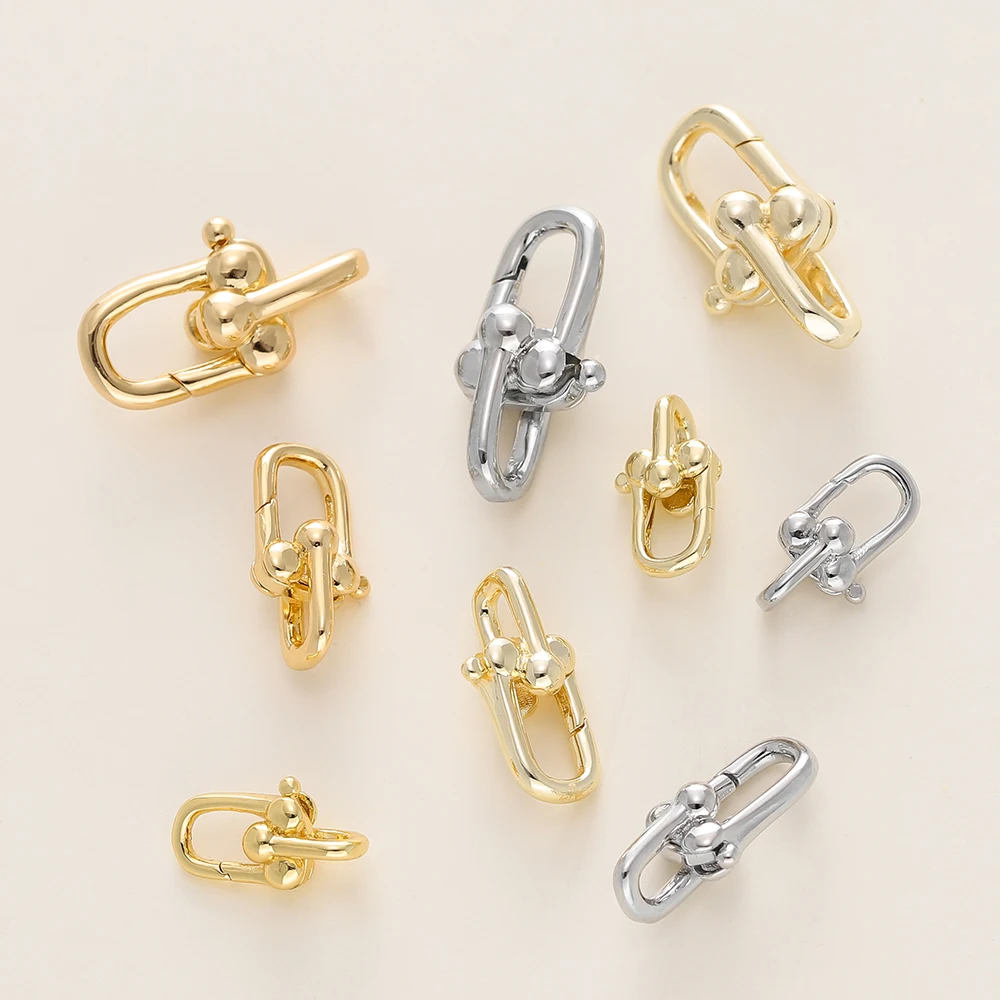 2 개/갑 14/18K 골드 도금 스프링 Clasps DIY 쥬얼리 팔찌에 대 한 황동 U 모양 랍스터 걸쇠 커넥터 액세서리 만들기