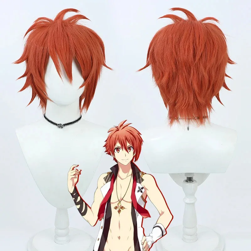 IDOLiSH7 Nanase Riku peluca de Cosplay pelo sintético corto rojo resistente al calor fiesta de Halloween carnaval juego de rol + gorro de peluca gratis