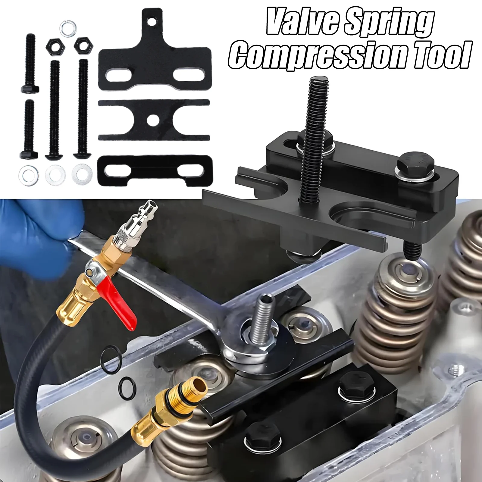 Valve Spring Compressor & Air Valve Holding Hose Tool, Engine Valve Spring Compressor Compatible with LSX LS1 LS2 LS3 LS6 LS