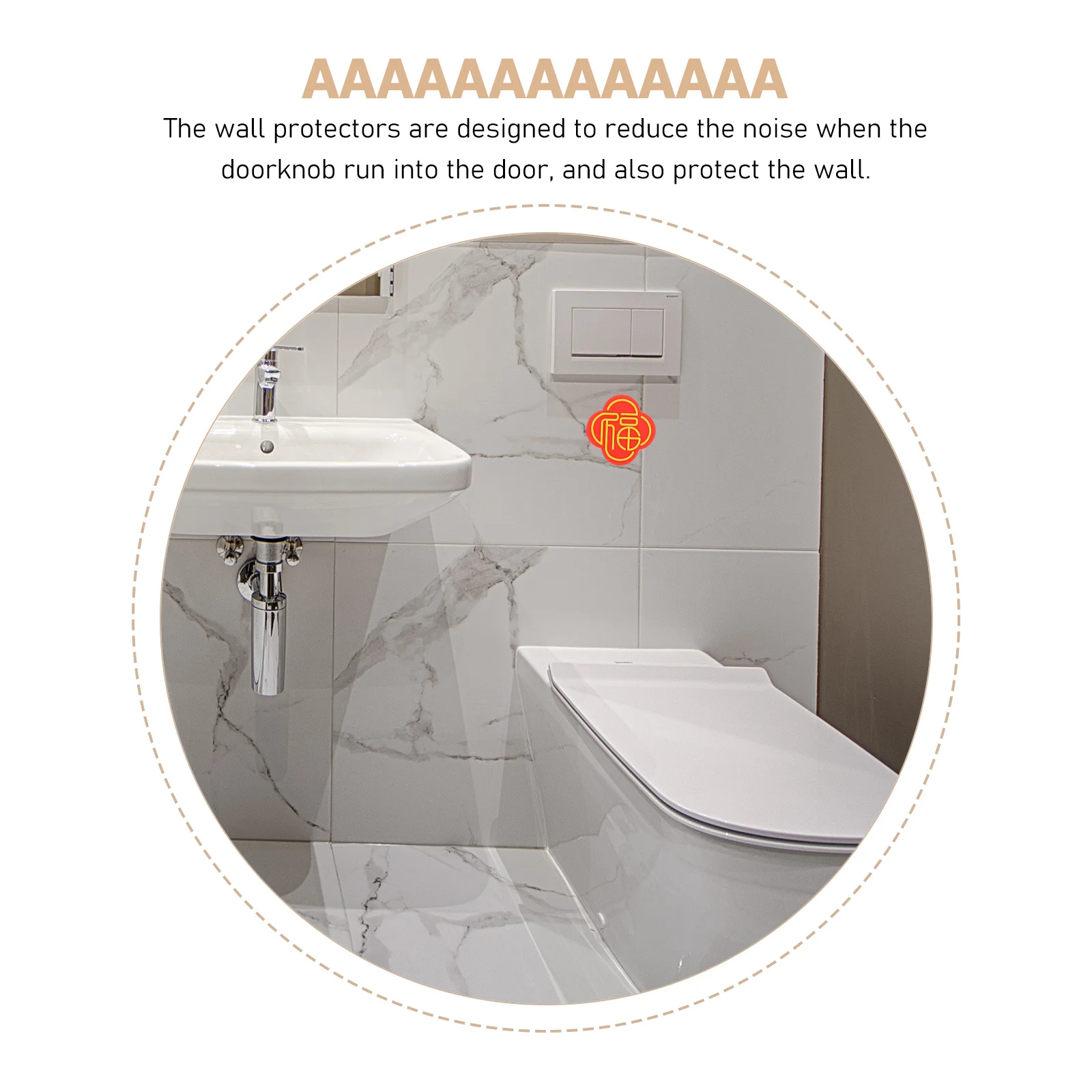 

6Pcs Door Bumper Wall Protector Fu Character Pattern Adhesive Doorknob Pads Noise Reduction Door Stops for Home Furniture