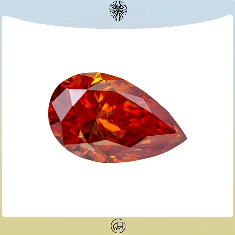 

Moissanite Stone Pear Cut Orange Color Lab Created Diamond DIY Woman Jewelry Making Materials with GRA Certificate