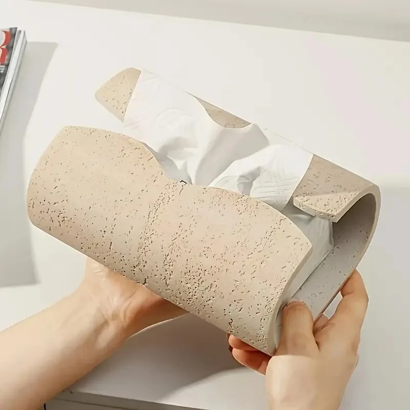 

Simple Style Vintage Cave Stone Tissue Box Resin Coffee Table Napkin Paper Organizer Box Bathroom Living Room Decoration