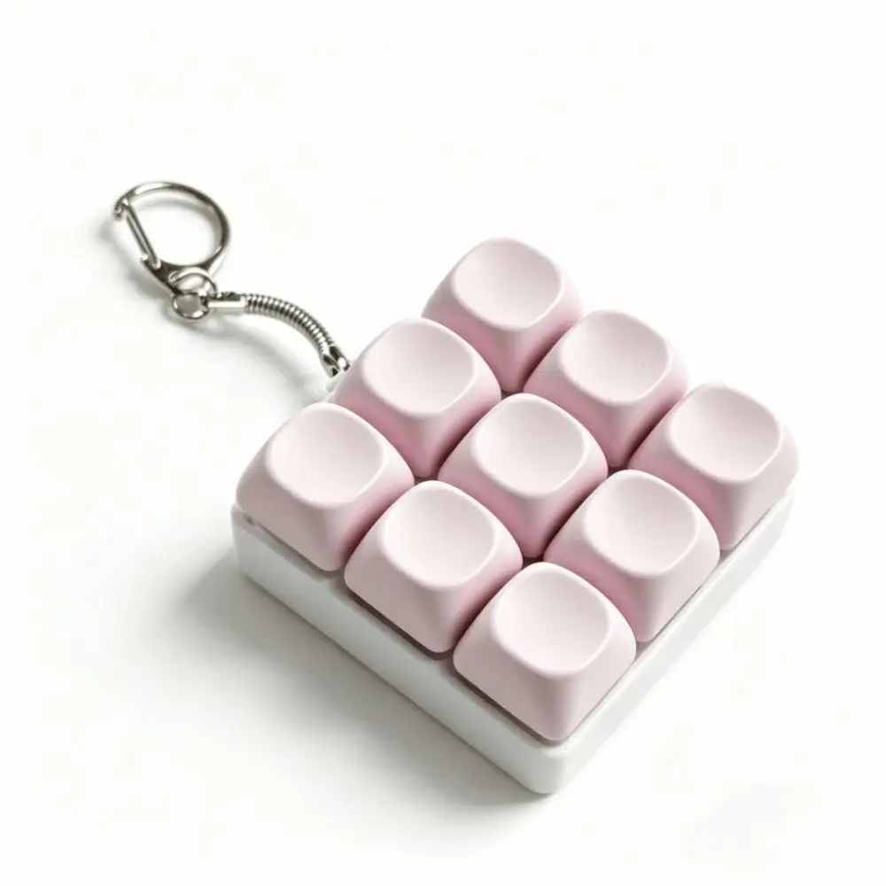 Finger Button Keycap Fidget Keychain 9 Keys Key Cap Clicker Fidget Button Keycap Keychain Click DIY Keyboard Keychain Adults