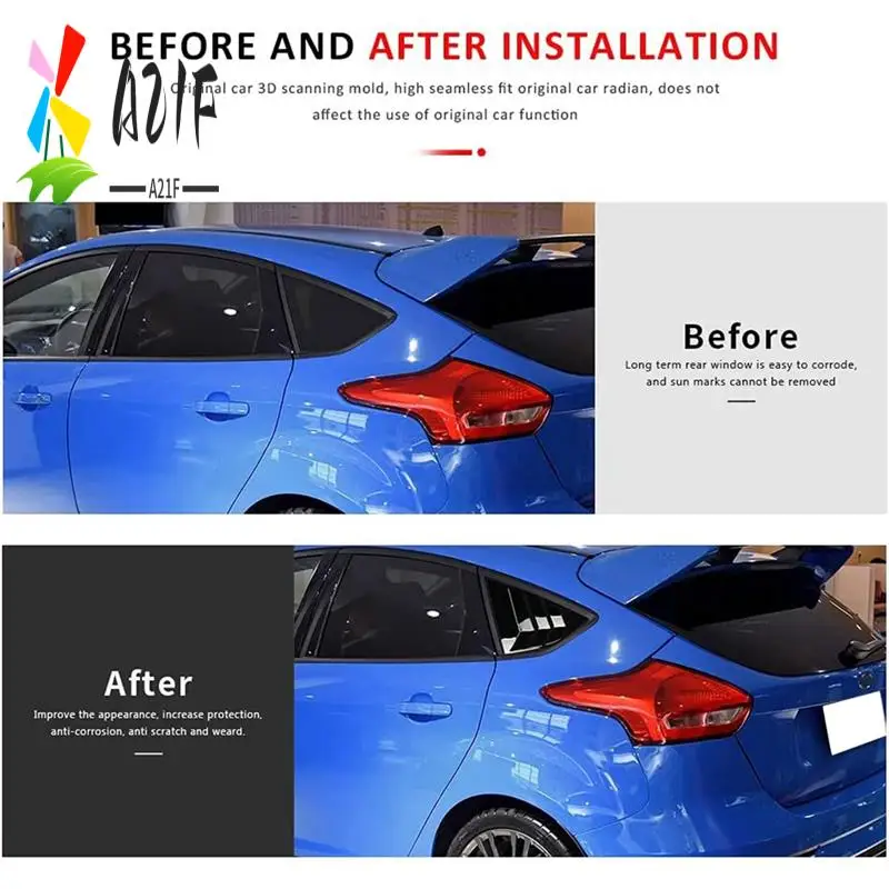 

A21F-Rear Side Window Louvers For Ford Focus ST RS MK3 Hatchback 2012-2018 Accessories Air Vent Scoop Cover