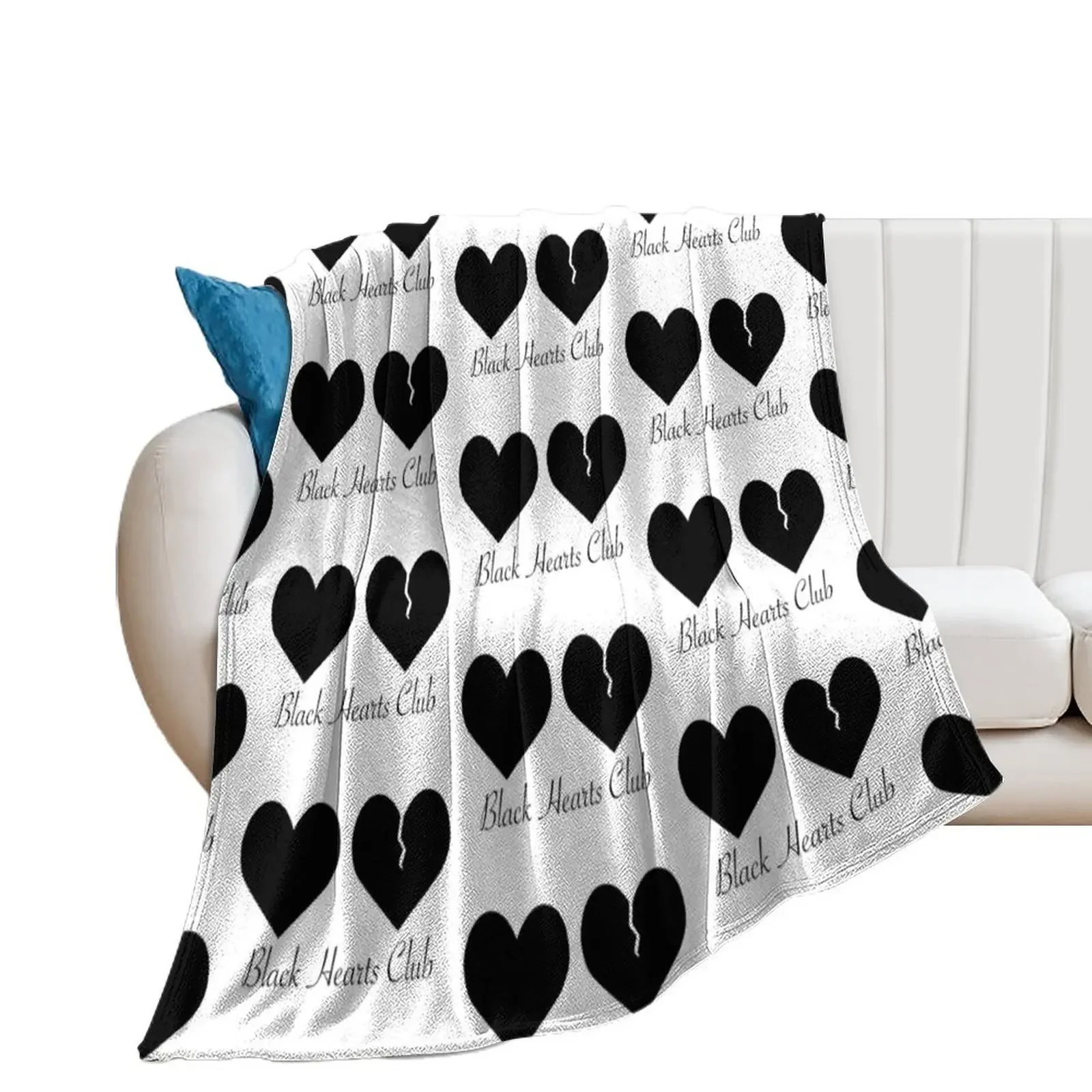 Black Hearts Club Throw Blanket Stuffeds Hairys Shaggy Blankets