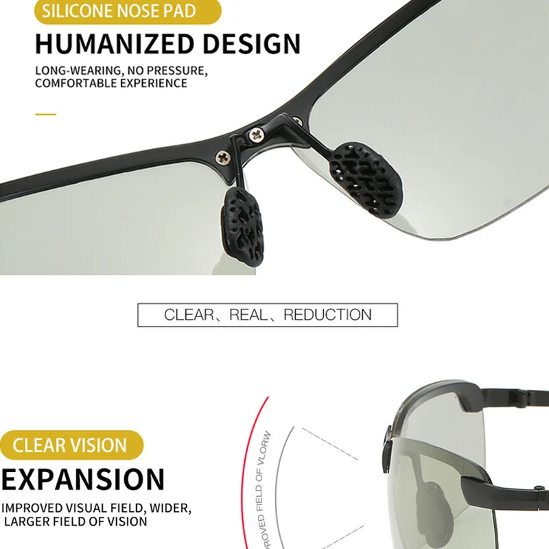 Men Polarized Photochromic Sunglasses Driving Chameleon Glasses Woman Change Color Sun Glasses Day Night Vision Driver\'s Eyewear