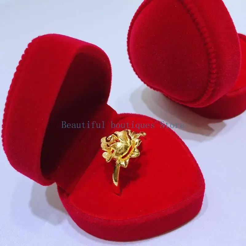 U4LF Red Heart Ring Box Ceremony for Case for Ring Endring Jewel
