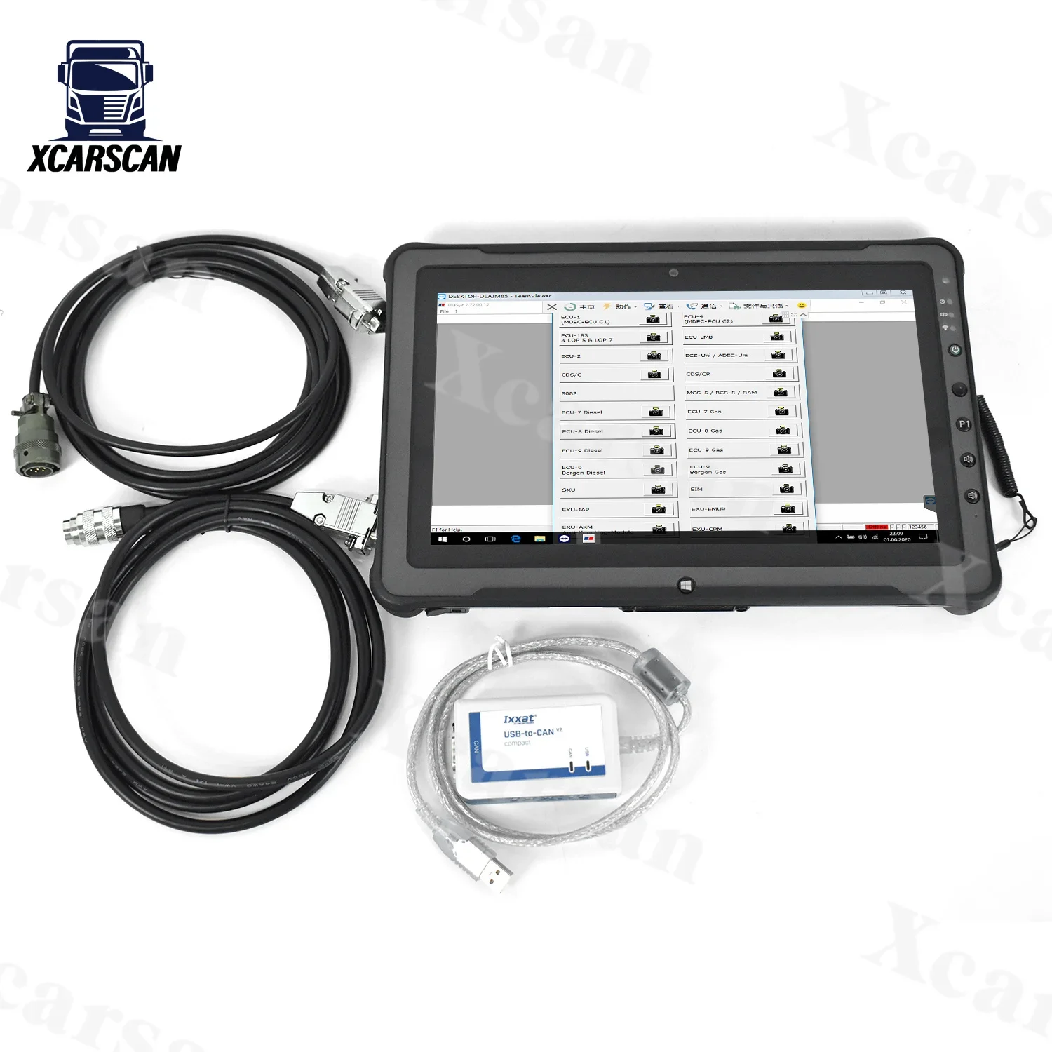 Getac F110 Tablet COMPACT IXXAT For MTU (USB-to-CAN) 2.74 software Truck Diagnostic tool Diesel engine scanner tool