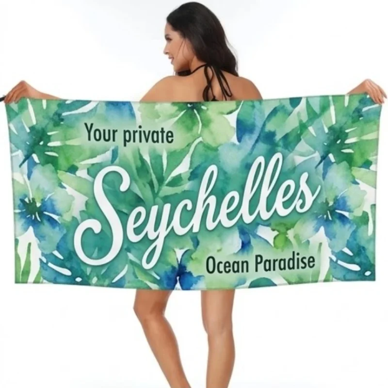2026 Newest Microfiber Beach Towel Tropical City Letter Print Sand Resistant Quick Dry Towel For Pool Travel