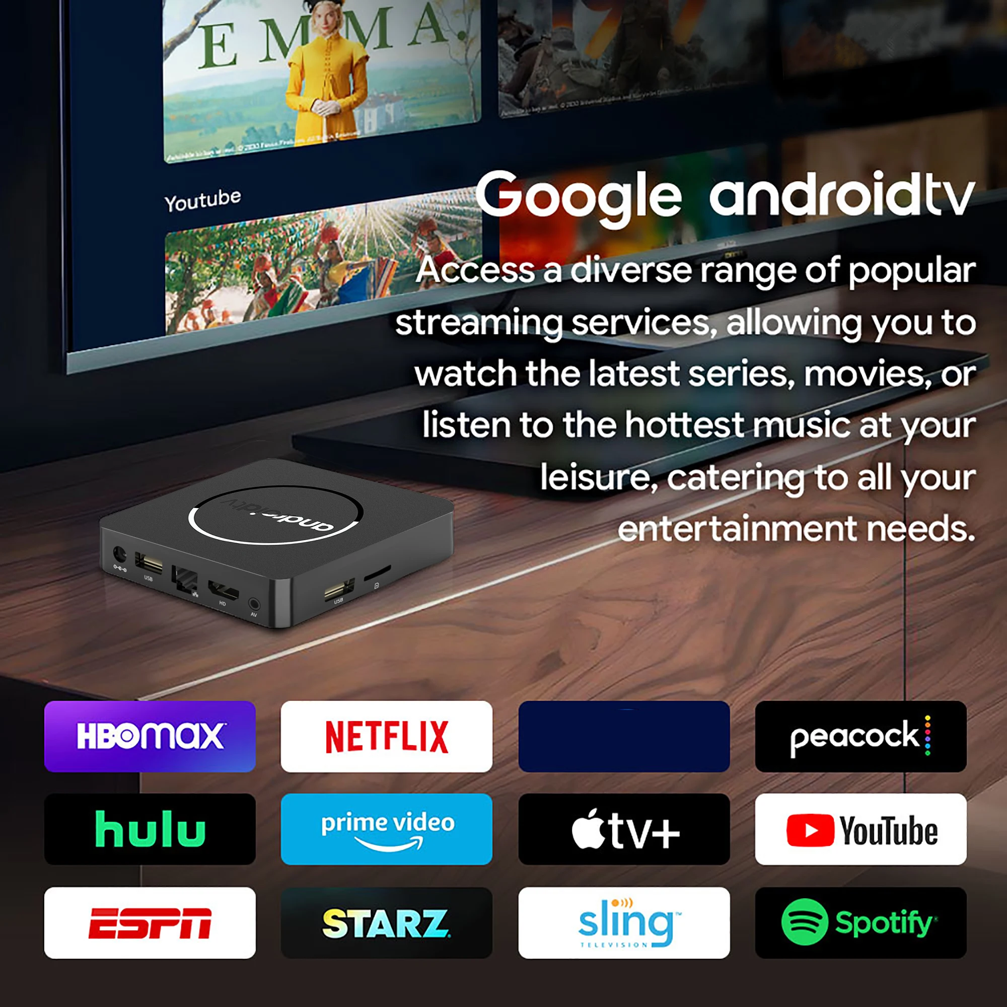 Mortal Q1 Smart TV Box Android13 Allwinner H313 Google Assistant 2GB16GB Dual 2.4G5.8GWifi Bluetooth 4KHDR10 Stream Media Player