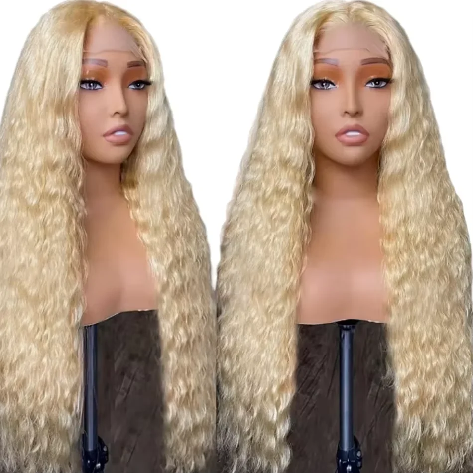 180% Density Deep Curly Human Hair Wig Human Hair 13X6 Transparent Lace Pre Plucked with Baby Hair 613 HD Lace Frontal Wig