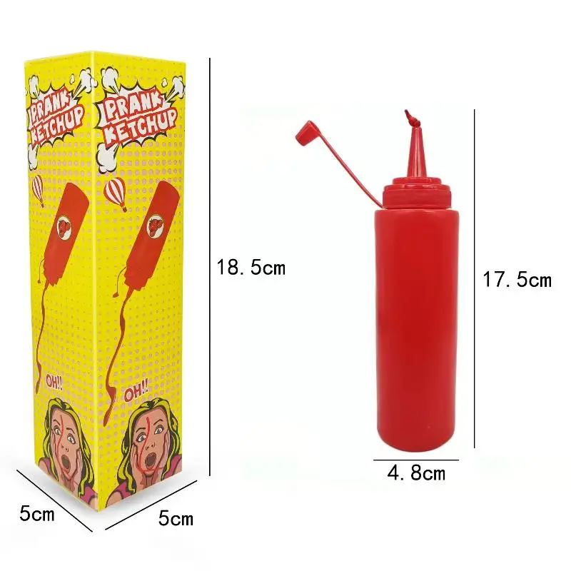 Funny Prank Ketchup Bottles Practical Jokes Tomato Sauce Prank Adult Kids Cool Toys Frightening Items Fake Ketchup Surprise Gift