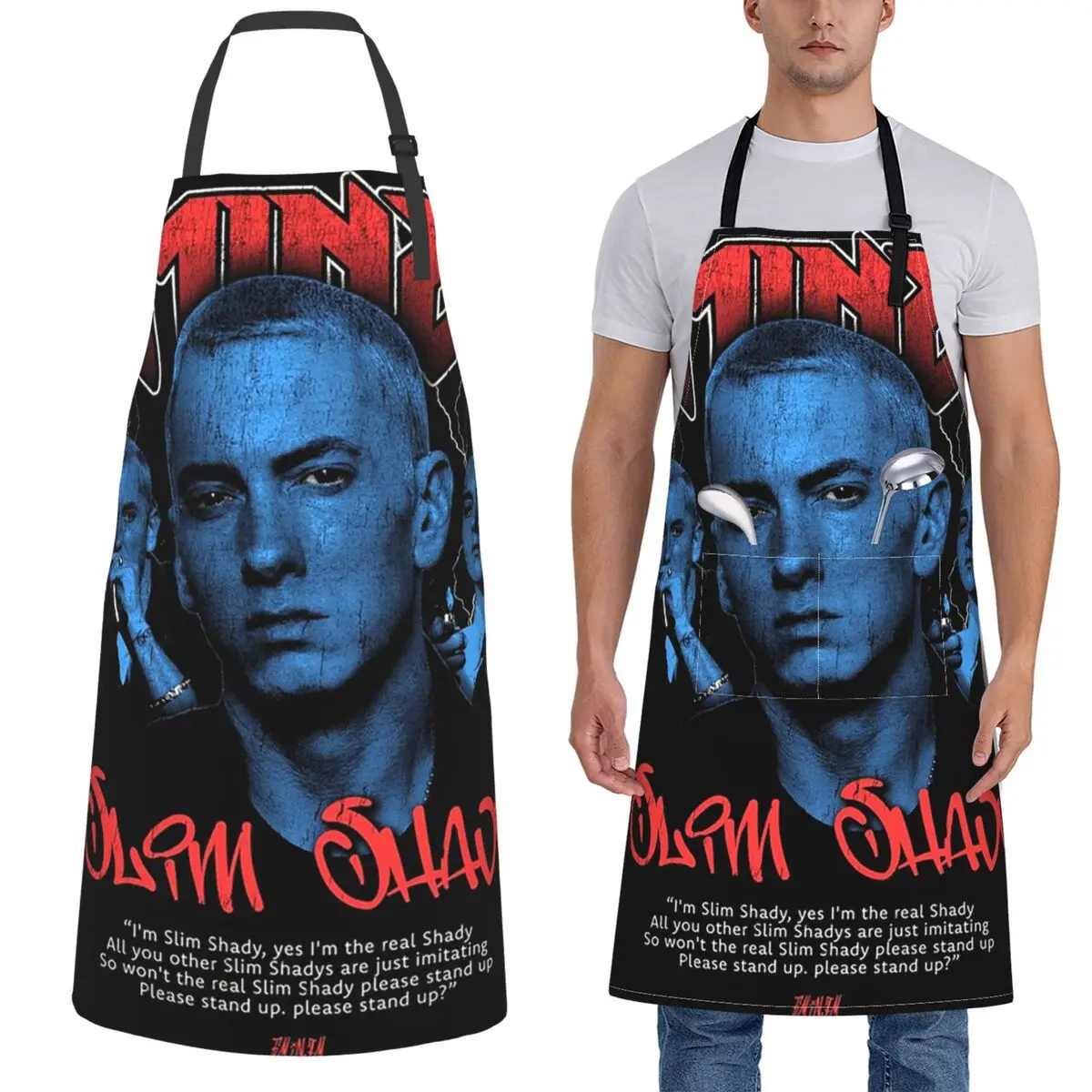 

Design Eminem Apron Chef Cooking Cuisine Tablier Waterproof Bib Kitchen Cleaning Pinafore for Women Men Painting