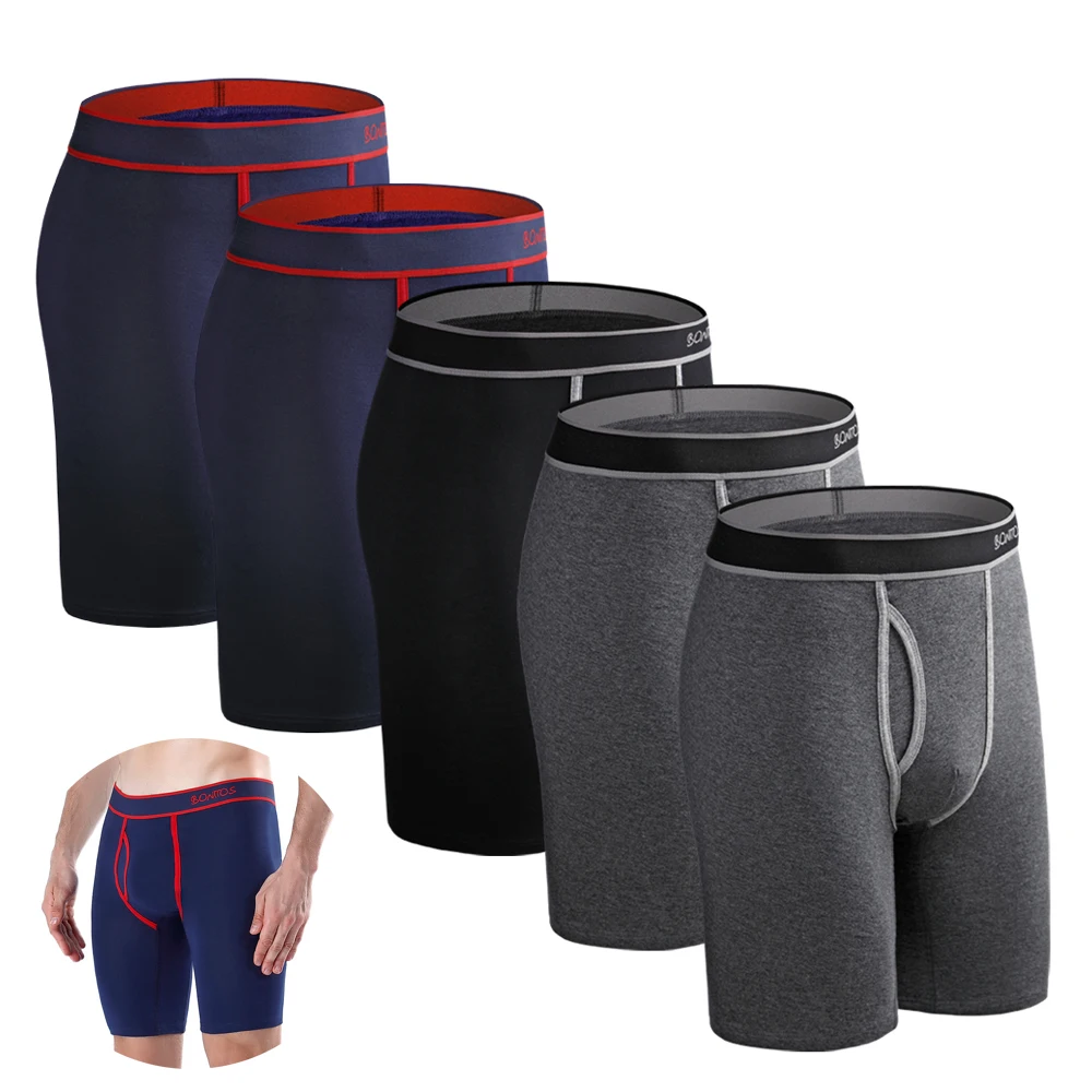 5pcs With Hole Underwear Male Boxershorts Long Boxers For Man Undrewear Cotton Men's Panties Mens Underpants Family Boxer Shorts